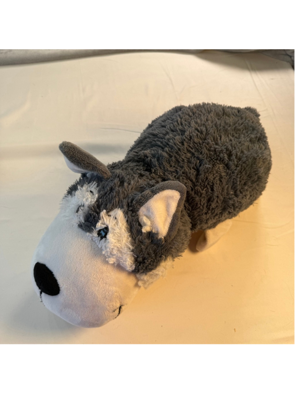 FlipAZoo Reversible Husky Dog Polar Bear Plush Stuffed Animal Gray White 19”